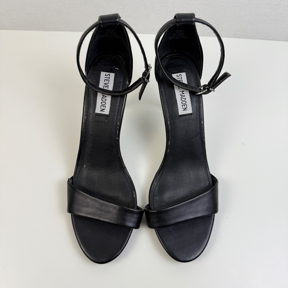Steve Madden Fantsie Black Ankle Strap Heels‎ Women's Shoes Size 8.5M